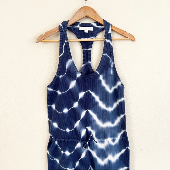 SPIRITUAL GANGSTER Jasper Tie Dye Rib Racerback Jumpsuit in Navy Shibori - Picture 2 of 5